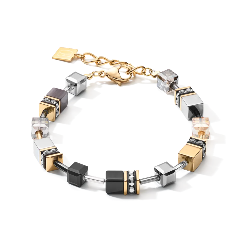 coeur-de-lion-geocube-armband-grau-gold-edelstahl-naturstein image 1