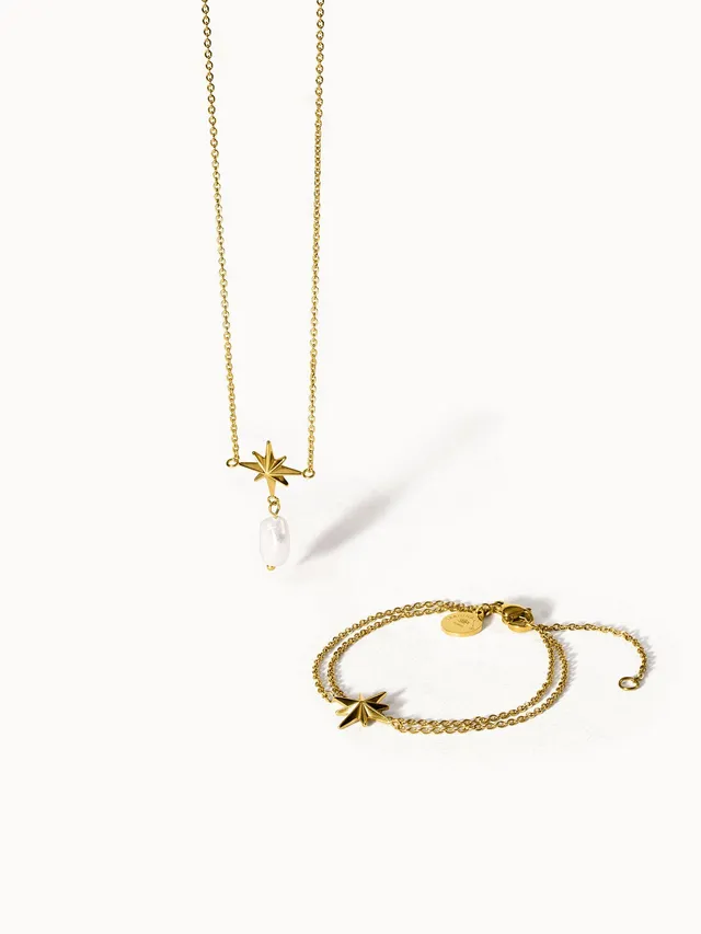 purelei-mahina-club-windrose-set-kette-doppel-armband-mit-s-wasserperle image 1