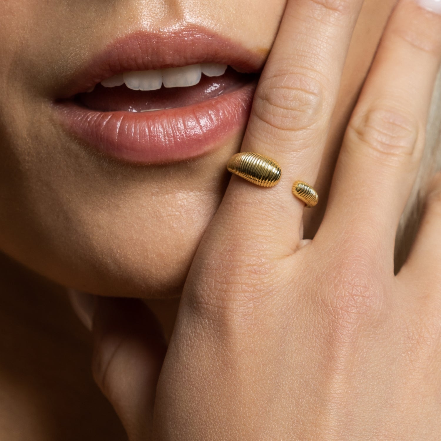 xenox-heartbeat-ring-925-sterlingsilber-rhodiniert-offen-geriffelt image 4