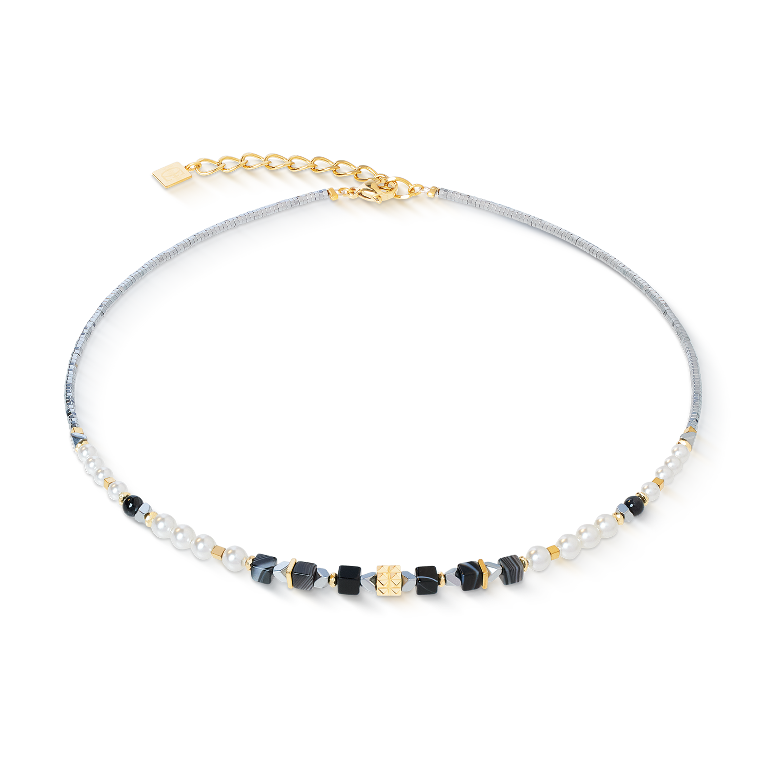 coeur-de-lion-modern-elegance-spikes-halskette-gold-mit-onyx image 1