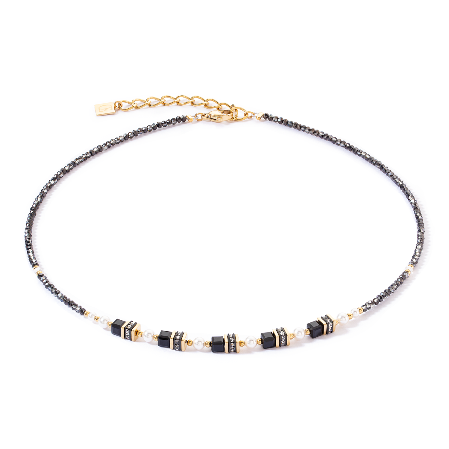 coeur-de-lion-halskette-sparkling-princess-gold-schwarz-kristallkette-edelstahl image 1
