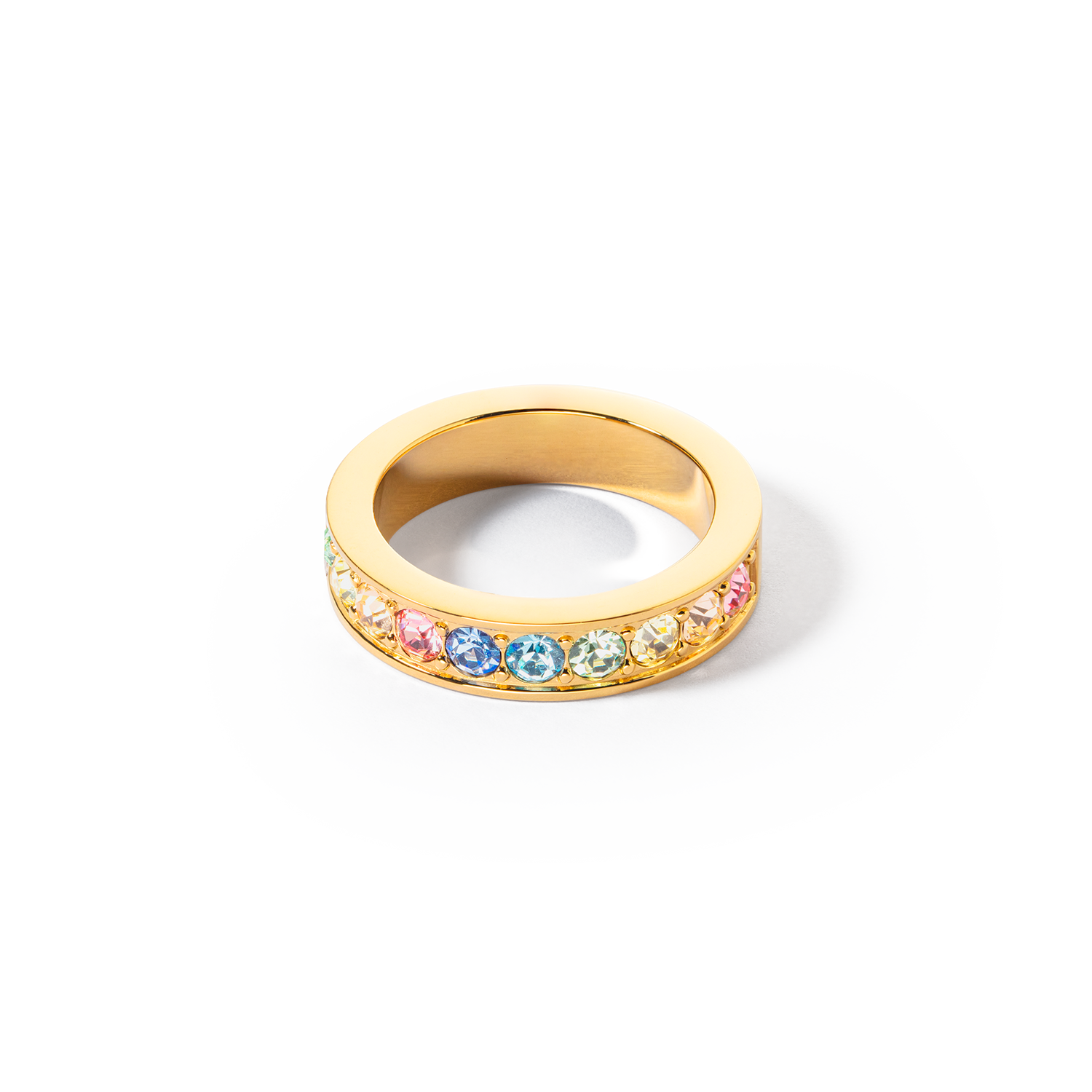 coeur-de-lion-ring-edelstahl-kristalle-gold-multi-pastell image 1