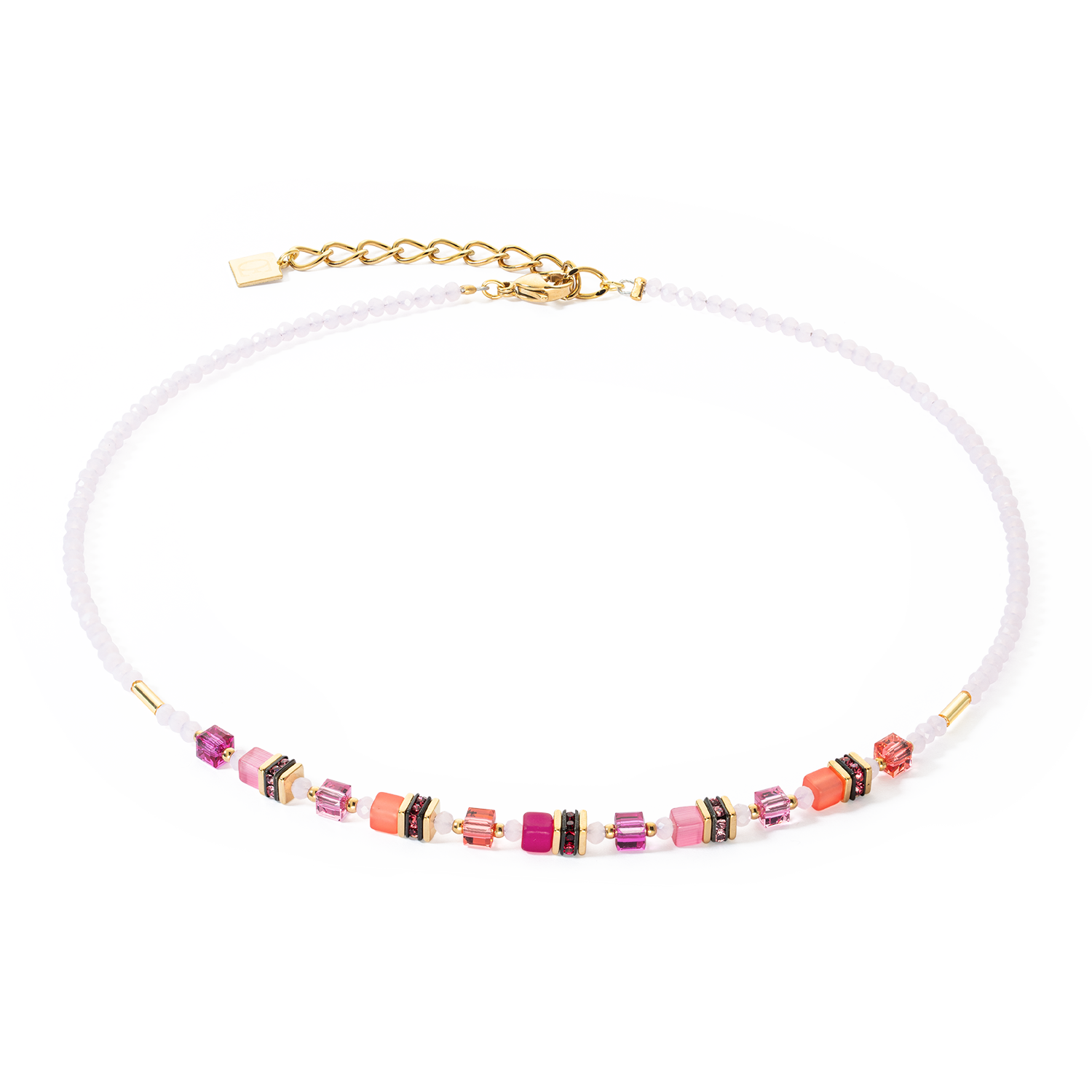 coeur-de-lion-halskette-mini-cubes-gold-magenta image 1