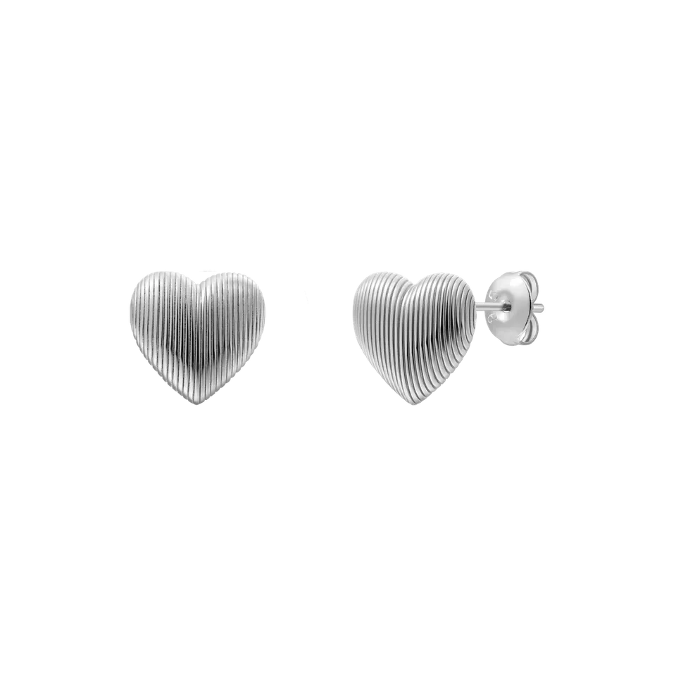 xenox-heartbeat-ohrringe-925-sterlingsilber-rhodiniert-herz-ohrstecker image 1