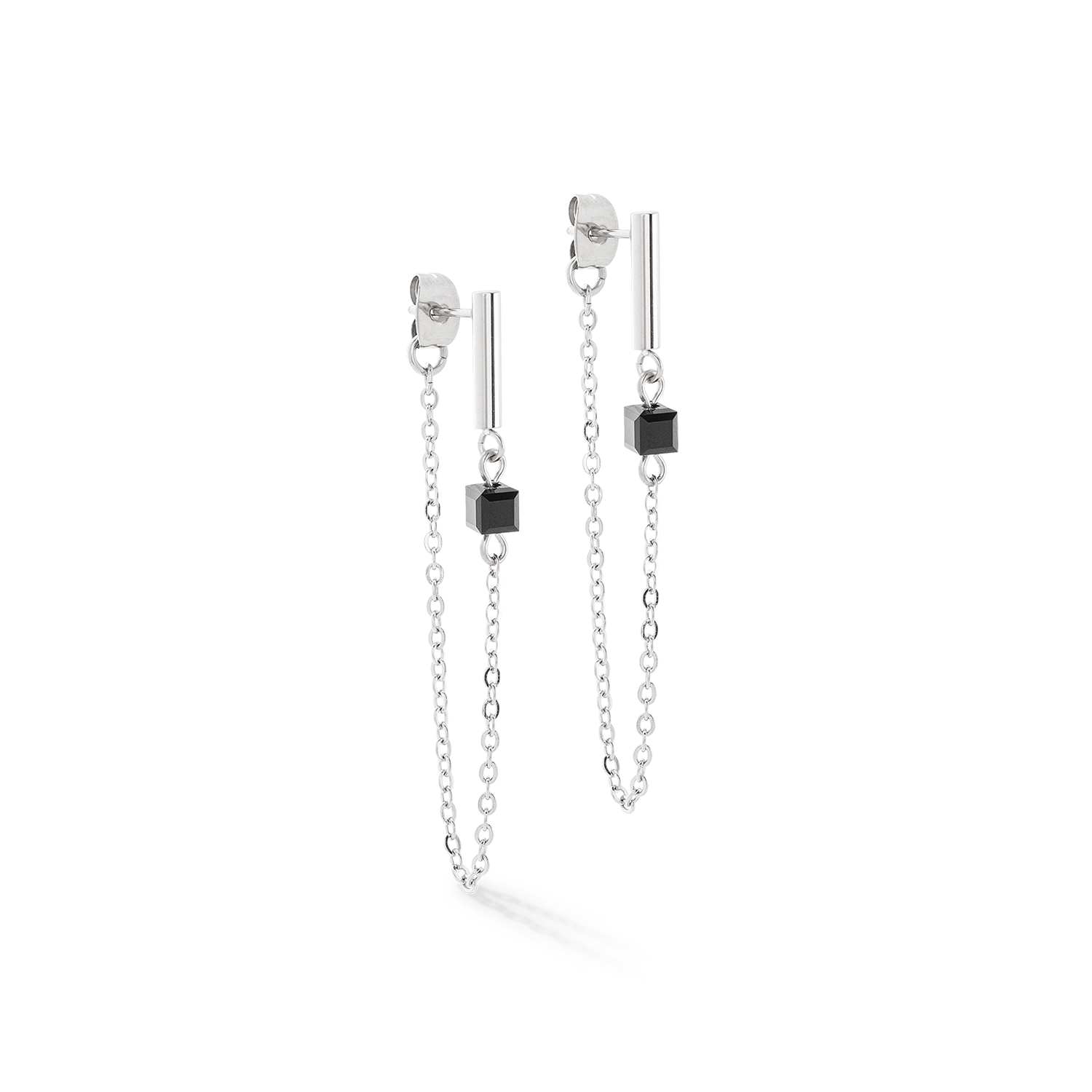 coeur-de-lion-ohrringe-mini-cubes-chain-silber-schwarz image 1