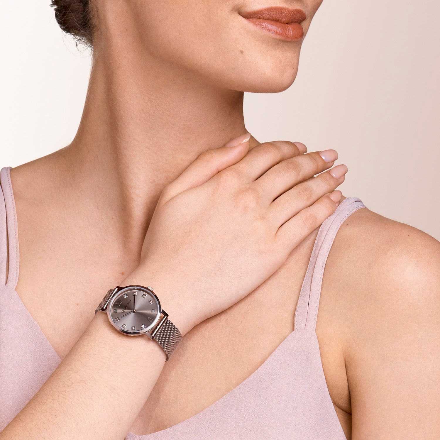 coeur-de-lion-uhr-rund-champagne-sunray-milanaise-edelstahl-champagne-34-mm image 1