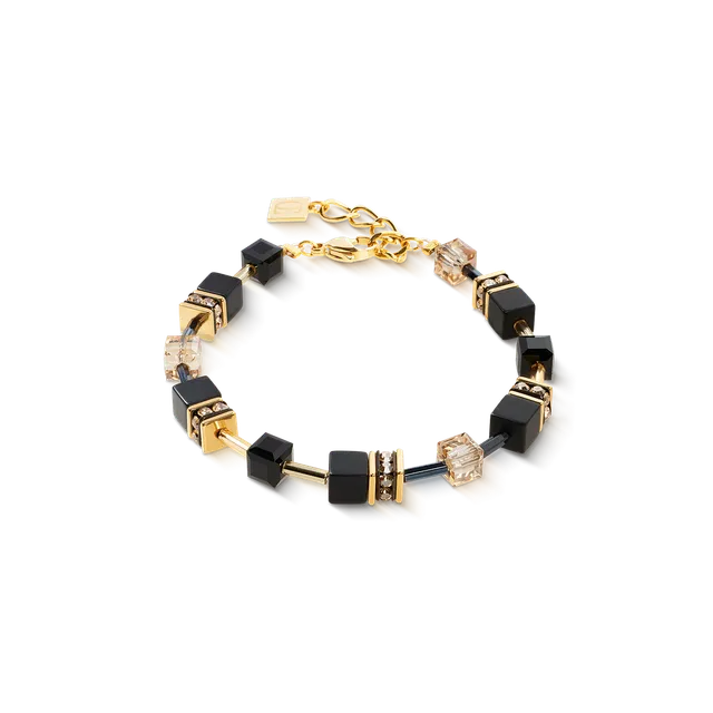 coeur-de-lion-geocube-armband-onyx-schwarz-gold image 1