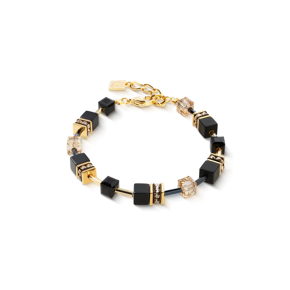 coeur-de-lion-geocube-armband-onyx-schwarz-gold image 1