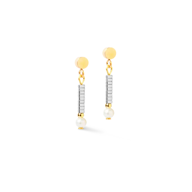 coeur-de-lion-edge-grace-ohrringe-silber-gold-mit-h-matit-und-perle image 1