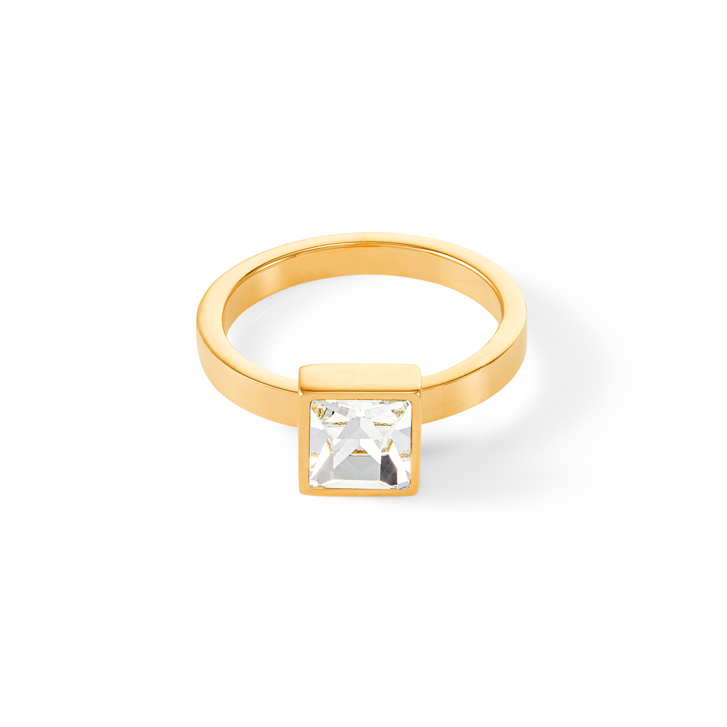 coeur-de-lion-brilliant-square-big-ring-gold-kristall-edelstahl image 1