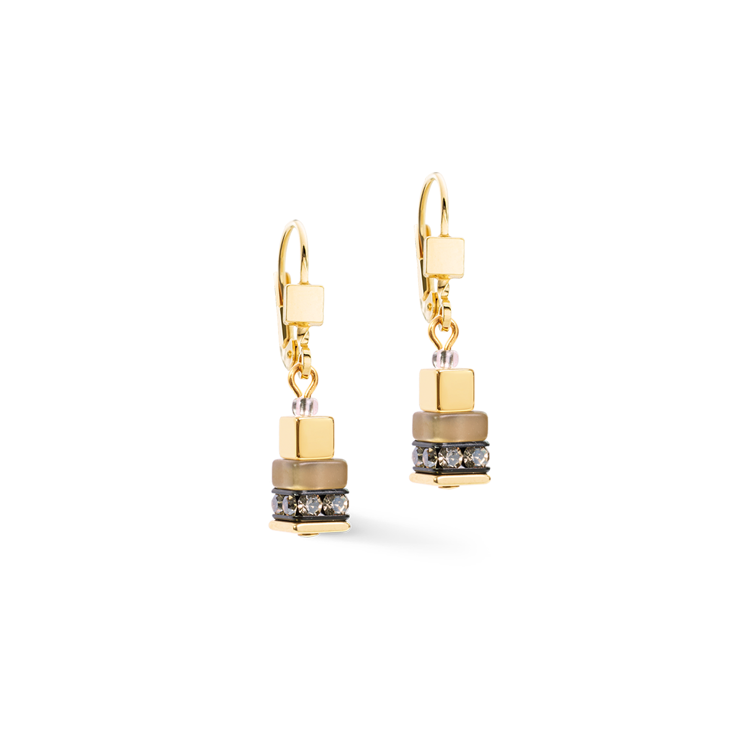 coeur-de-lion-ohrh-nger-urban-nature-cube-beige-gold-3-cm-edelstahl-sterling-sil image 2