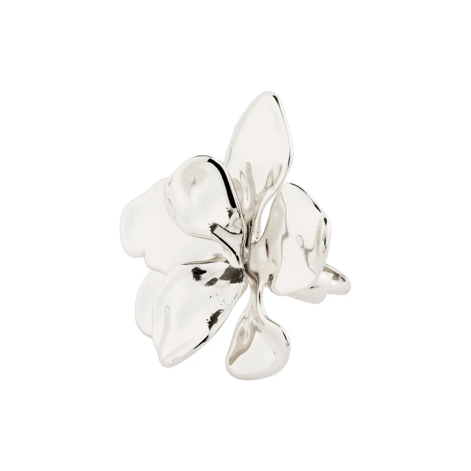 pilgrim-lunith-ring-versilbert-verstellbarer-blumen-statementring image 1
