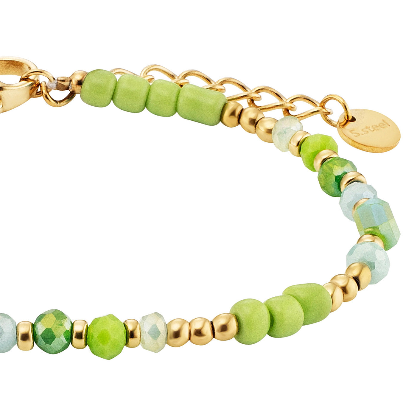 julie-julsen-kids-armband-edelstahl-vergoldet-mit-gr-nen-glasperlen image 4
