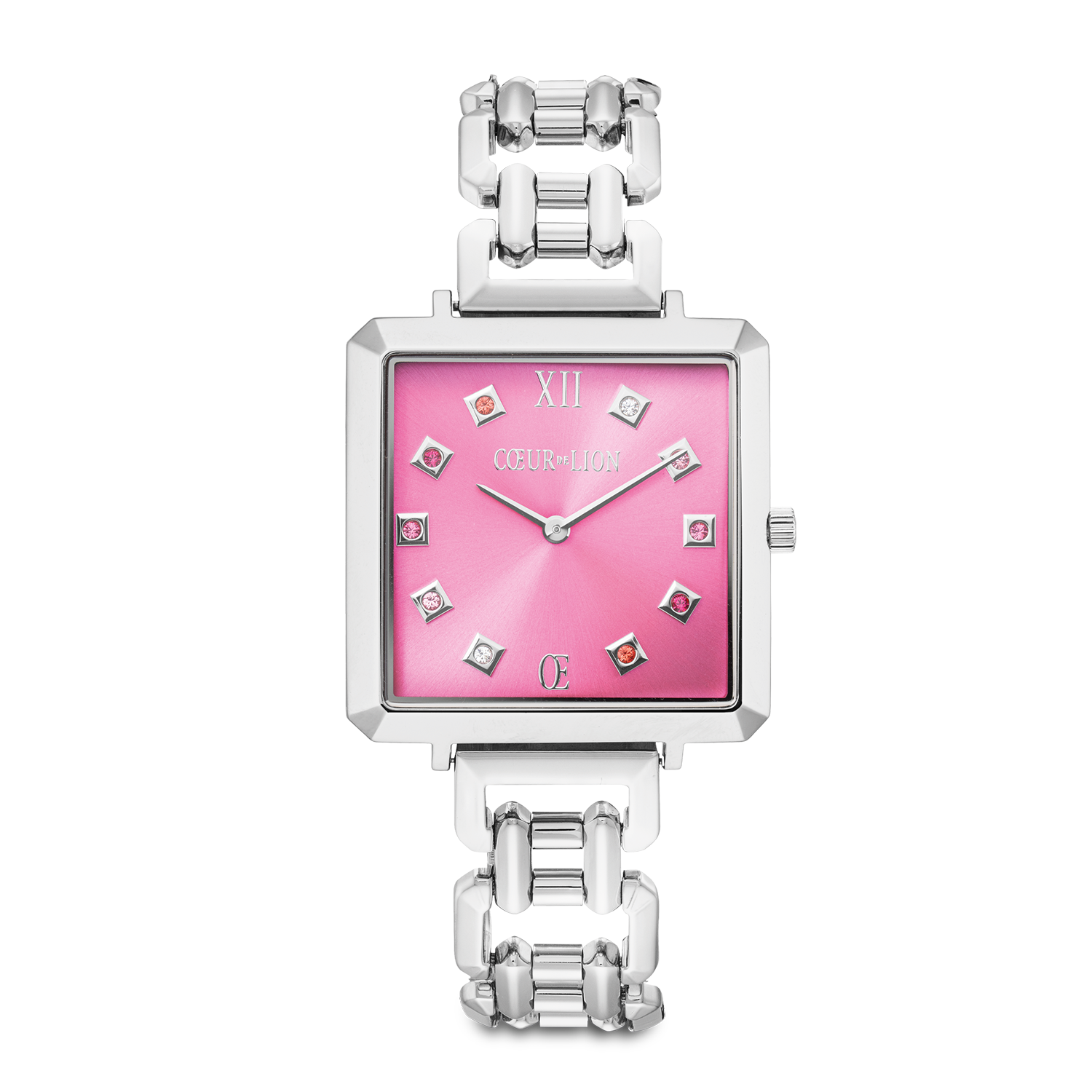 coeur-de-lion-iconic-cube-viva-magenta-uhr-statement-silber image 1