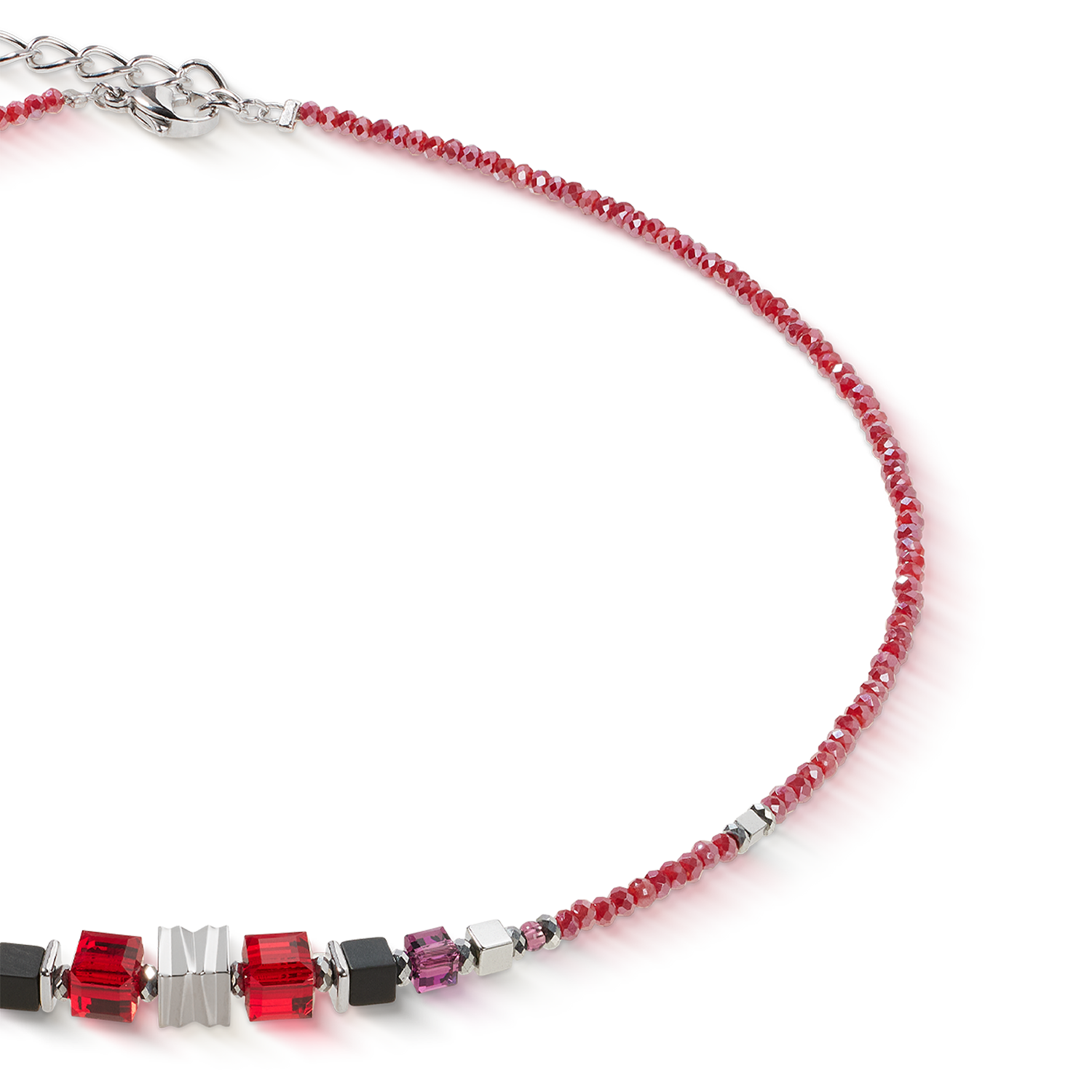 coeur-de-lion-halskette-wave-cube-flow-silber-rot-swarovski image 2