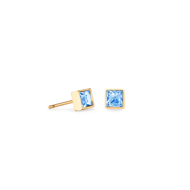 coeur-de-lion-brilliant-square-kleine-ohrringe-gold-hellblau-mit-kristall image 1