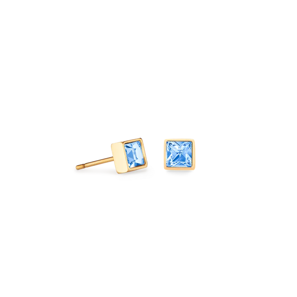 coeur-de-lion-brilliant-square-kleine-ohrringe-gold-hellblau-mit-kristall image 1