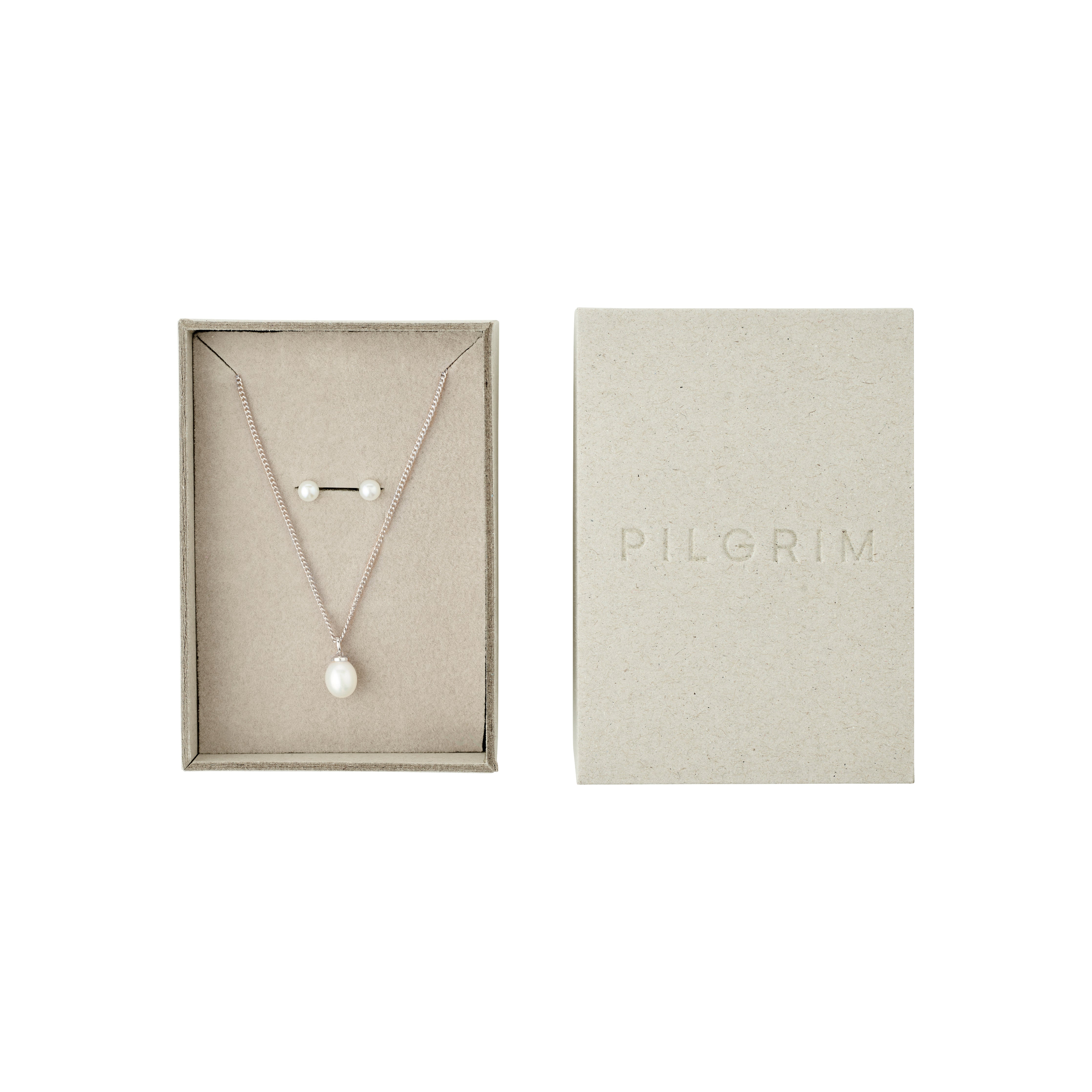 pilgrim-evena-geschenkset-kette-und-ohrstecker-versilbert-mit-s-wasserperle image 1