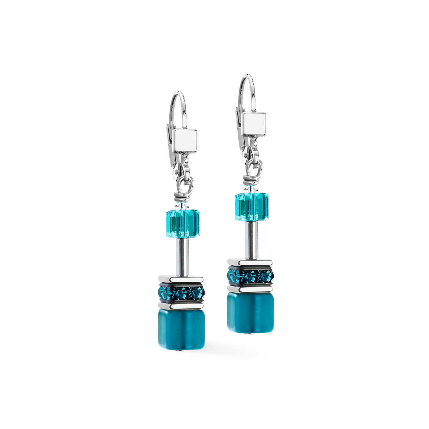 coeur-de-lion-geocube-iconic-ohrringe-teal-silber image 2