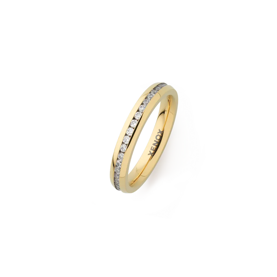 xenox-partnerring-x2303-edelstahl-gold-beschichtet-mit-zirkonia image 1