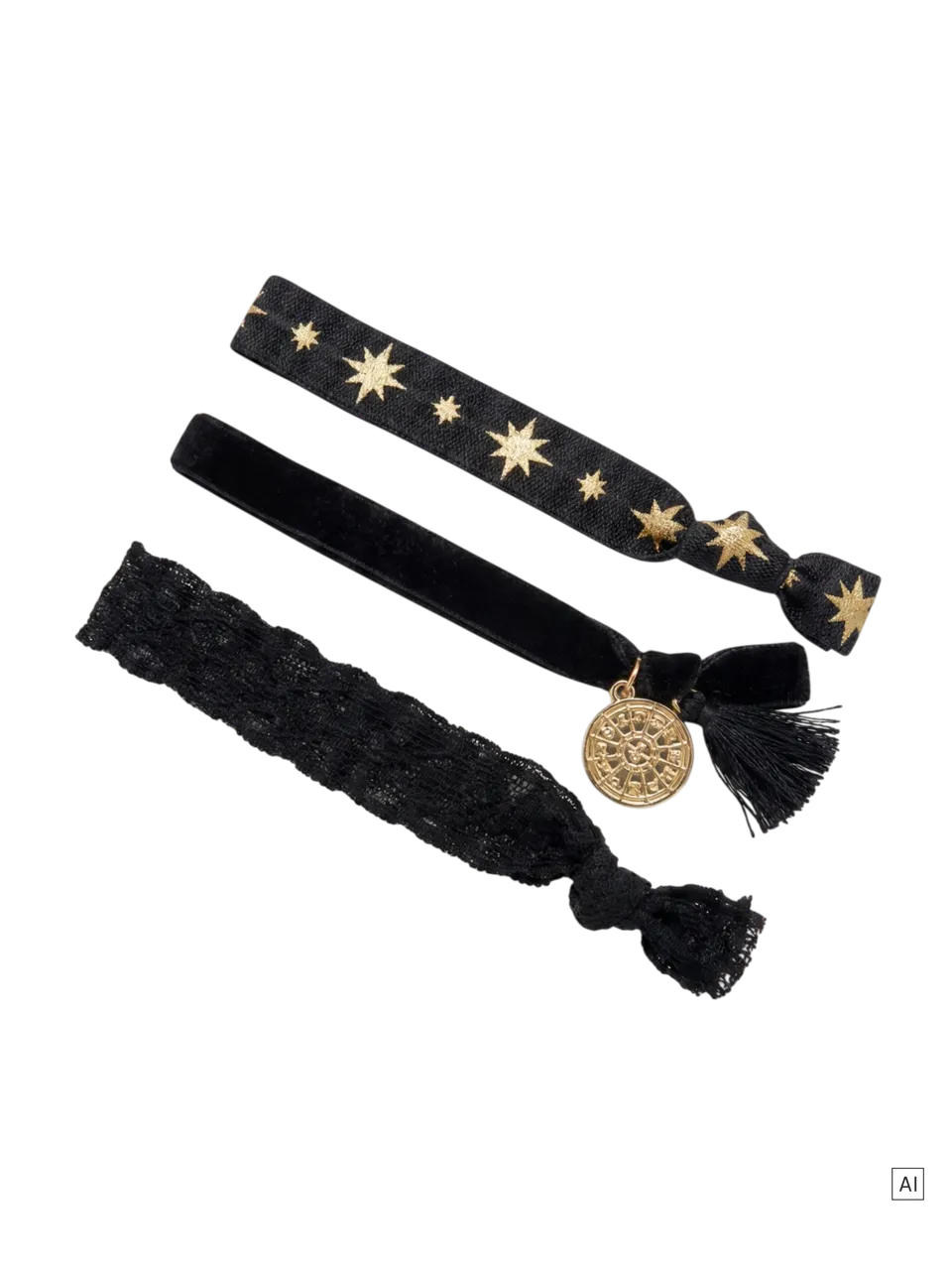 purelei-haarband-set-zodiac-schwarz-gold-mit-sternzeichen-anh-nger-2-st-ck image 1