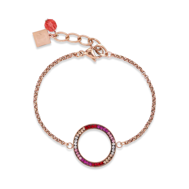 coeur-de-lion-iconic-armband-kristall-pav-edelstahl-ros-gold-rot-rosa image 1