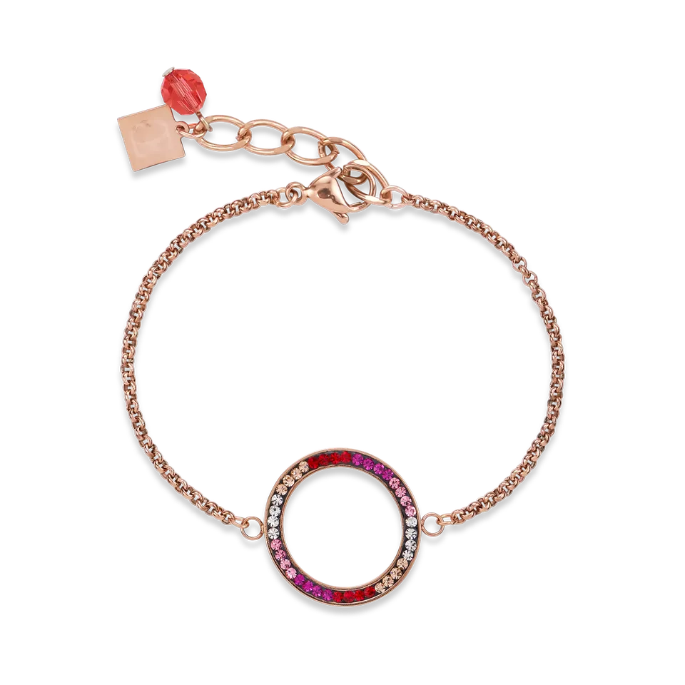 coeur-de-lion-iconic-armband-kristall-pav-edelstahl-ros-gold-rot-rosa image 1