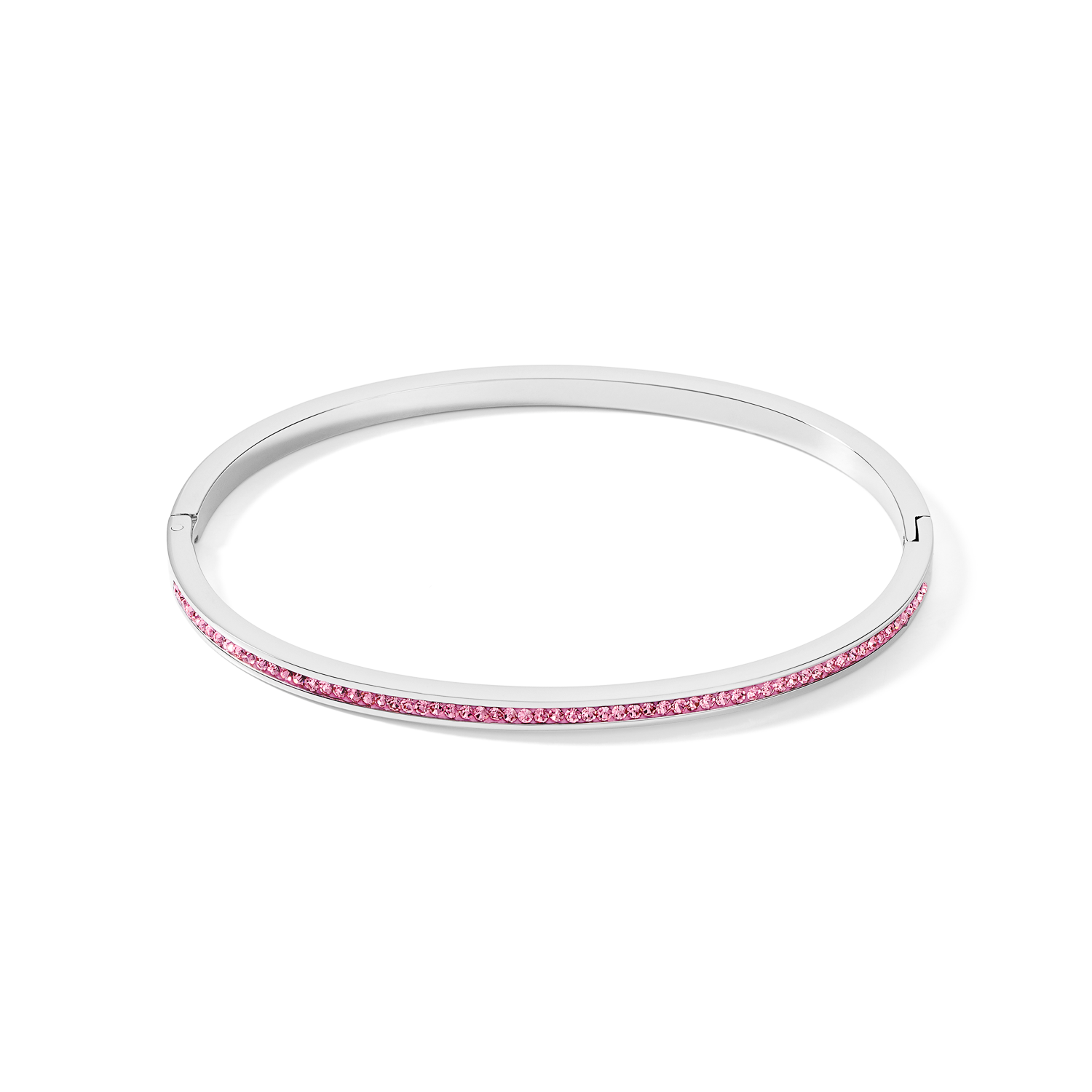 coeur-de-lion-armreif-17-cm-edelstahl-silber-mit-kristallen-pav-rosa image 1