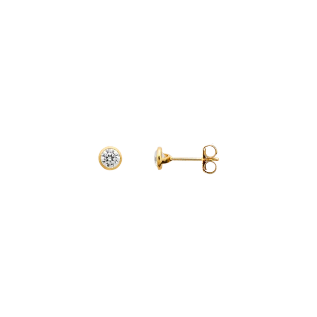 xenox-fine-zarge-mini-ohrringe-585-gelbgold-mit-zirkonia-3-mm image 1