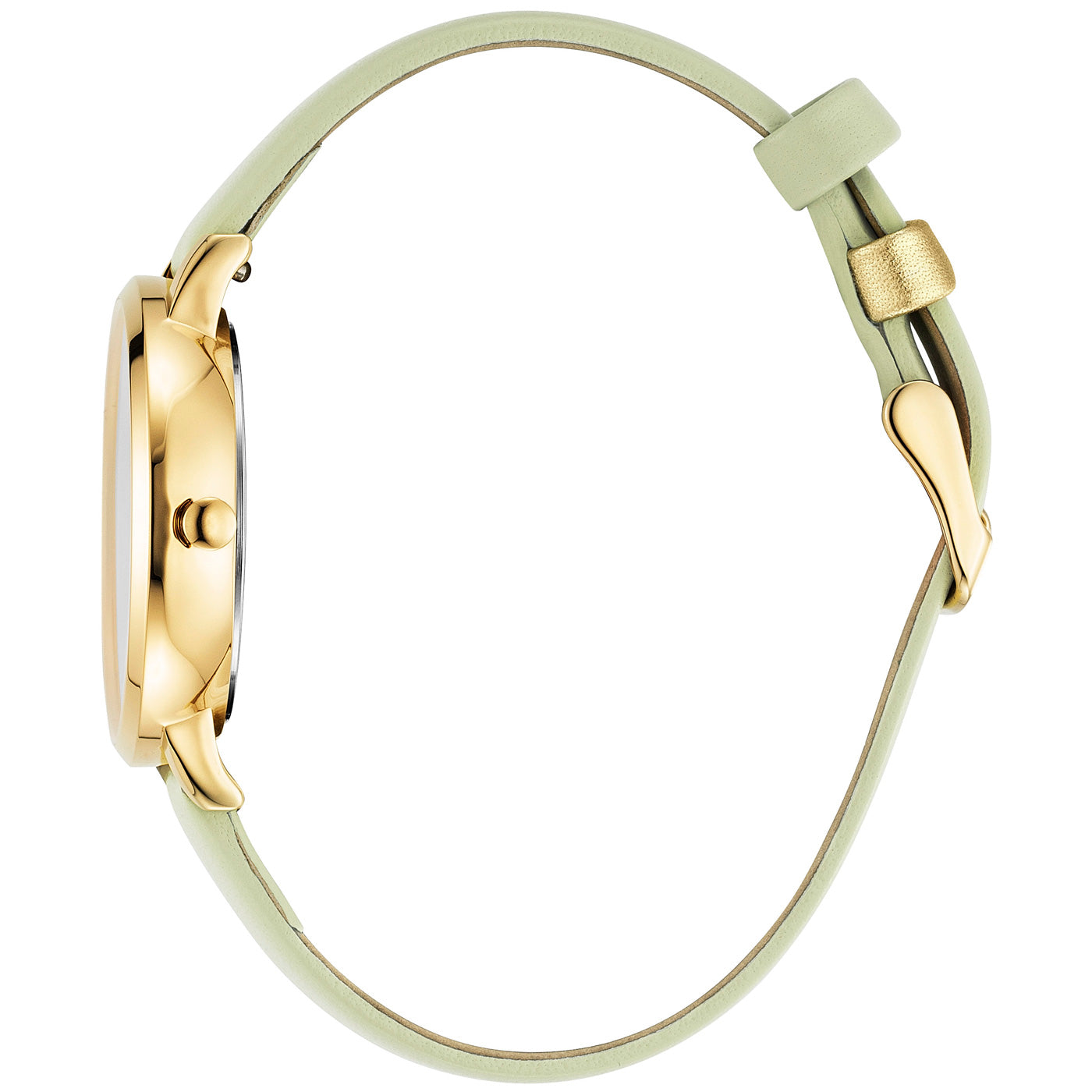 julie-julsen-damenarmbanduhr-little-second-vergoldet-mit-hellgr-nem-lederband-34 image 3