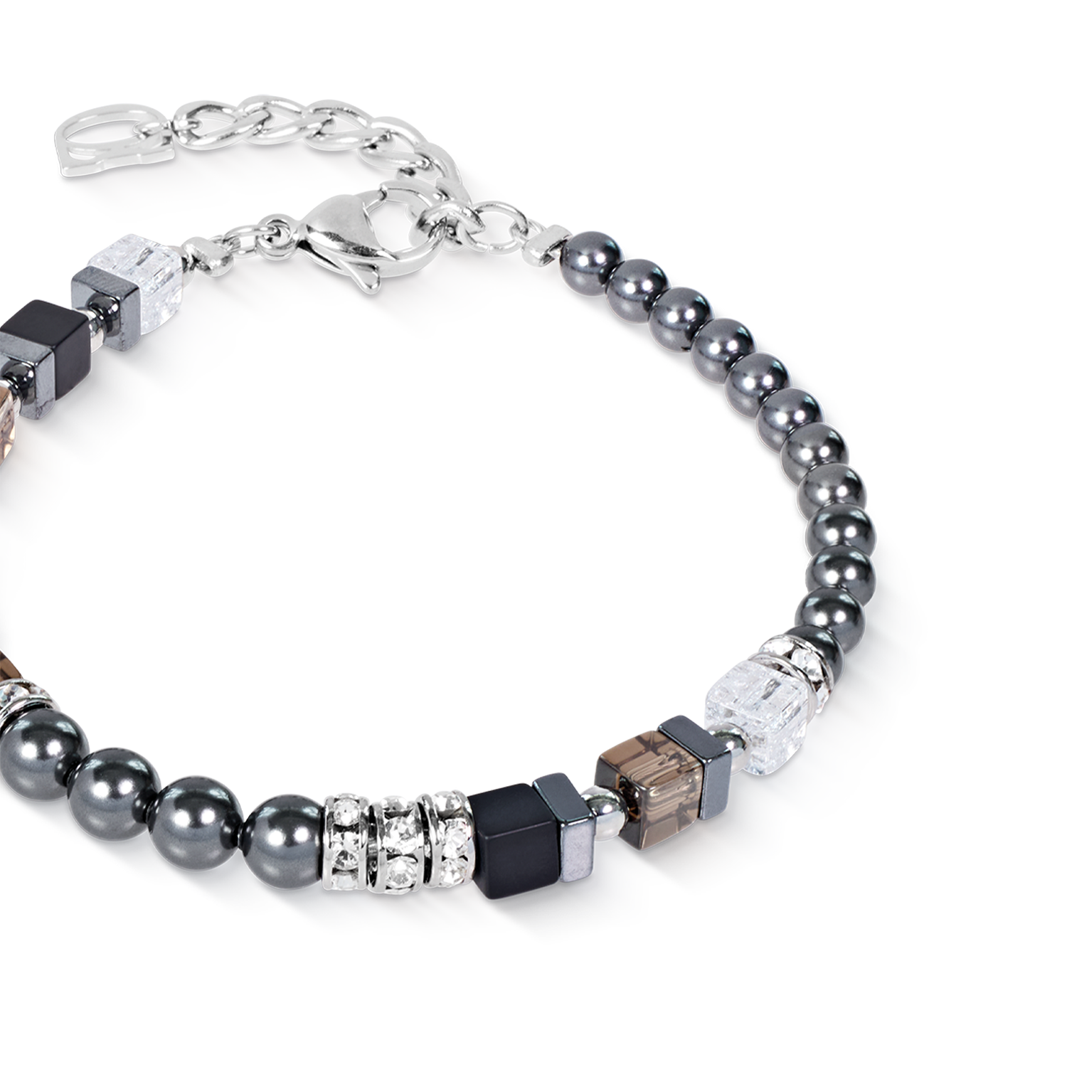 coeur-de-lion-armband-precious-fusion-offset-grau-silber-bergkristall-onyx-rauch image 2