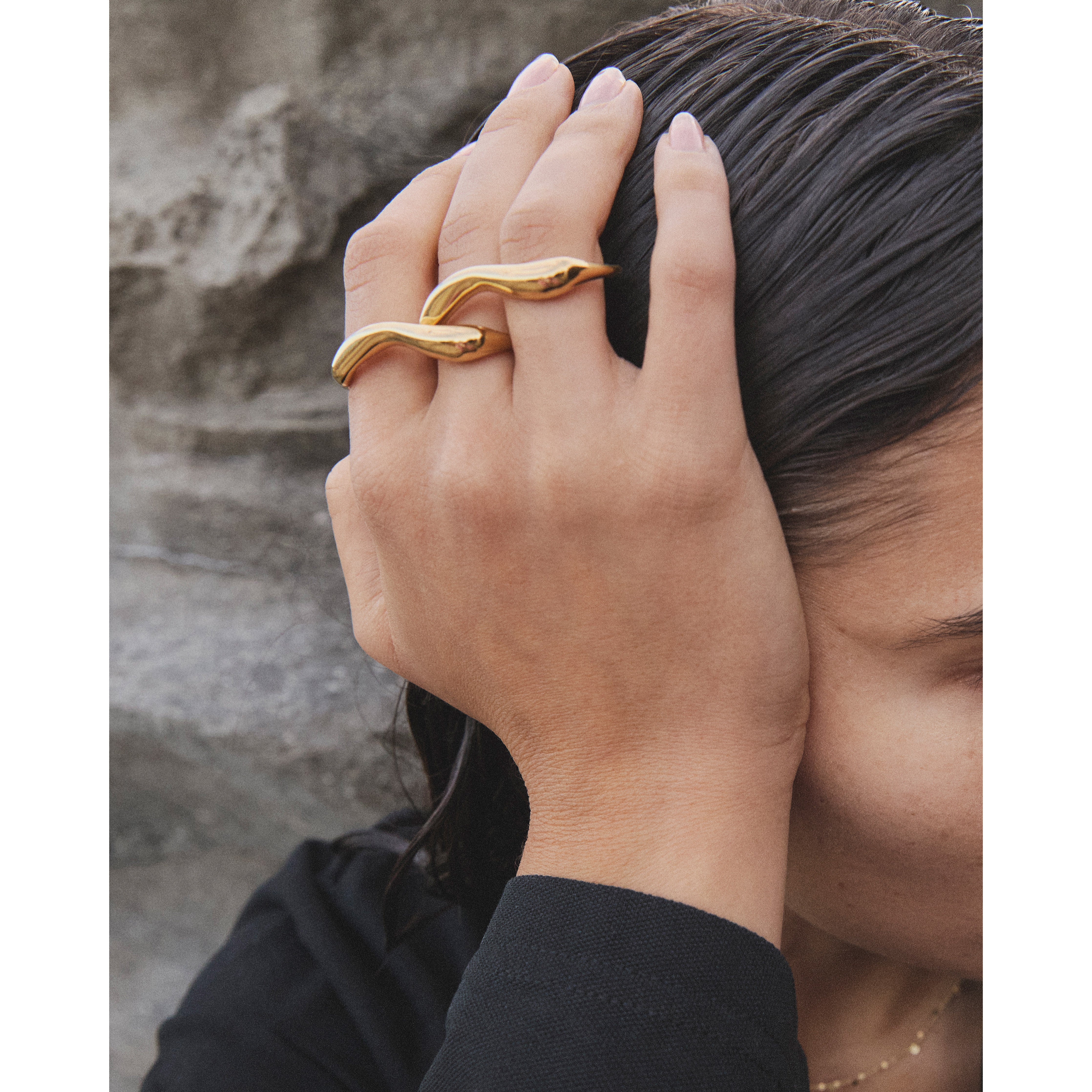 pilgrim-evon-doppelring-vergoldet-verstellbar-skulptural image 5