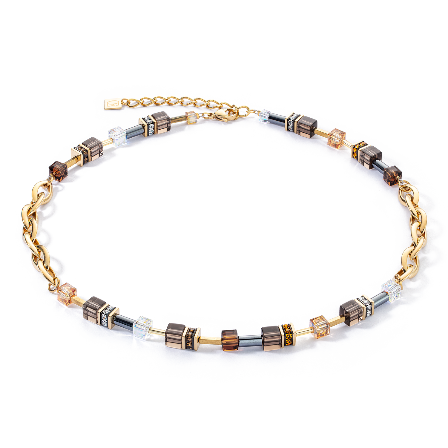 coeur-de-lion-geocube-chunky-chain-halskette-gold-braun image 1