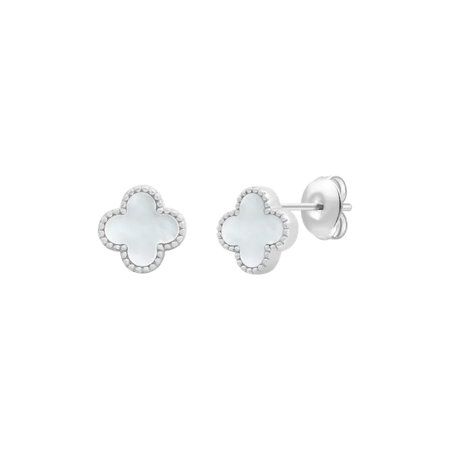 xenox-clover-ohrring-925-sterlingsilber-rhodiniert-kleeblatt-ohrstecker-perlmutt image 1