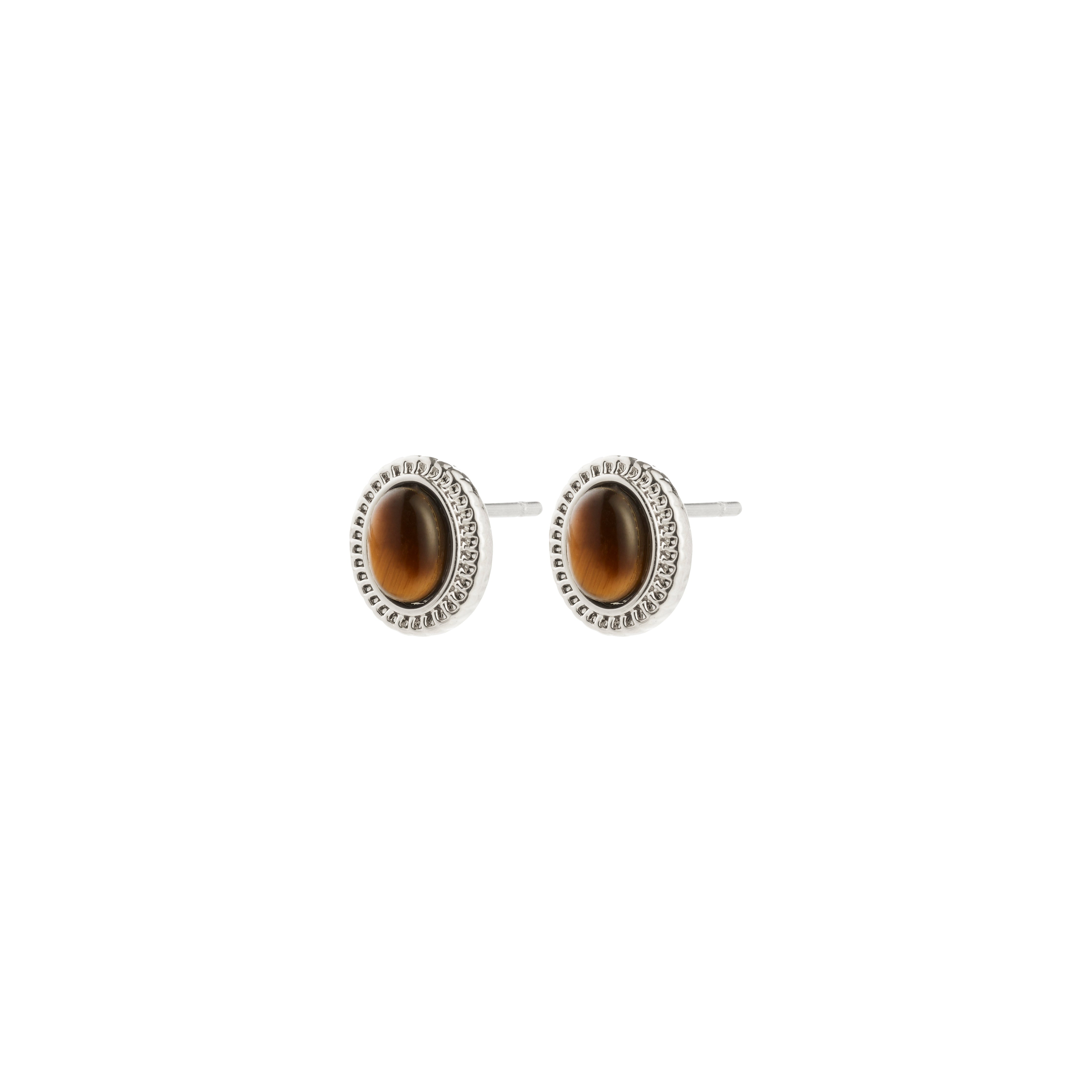 pilgrim-between-ohrstecker-versilbert-tigerauge-braun image 1
