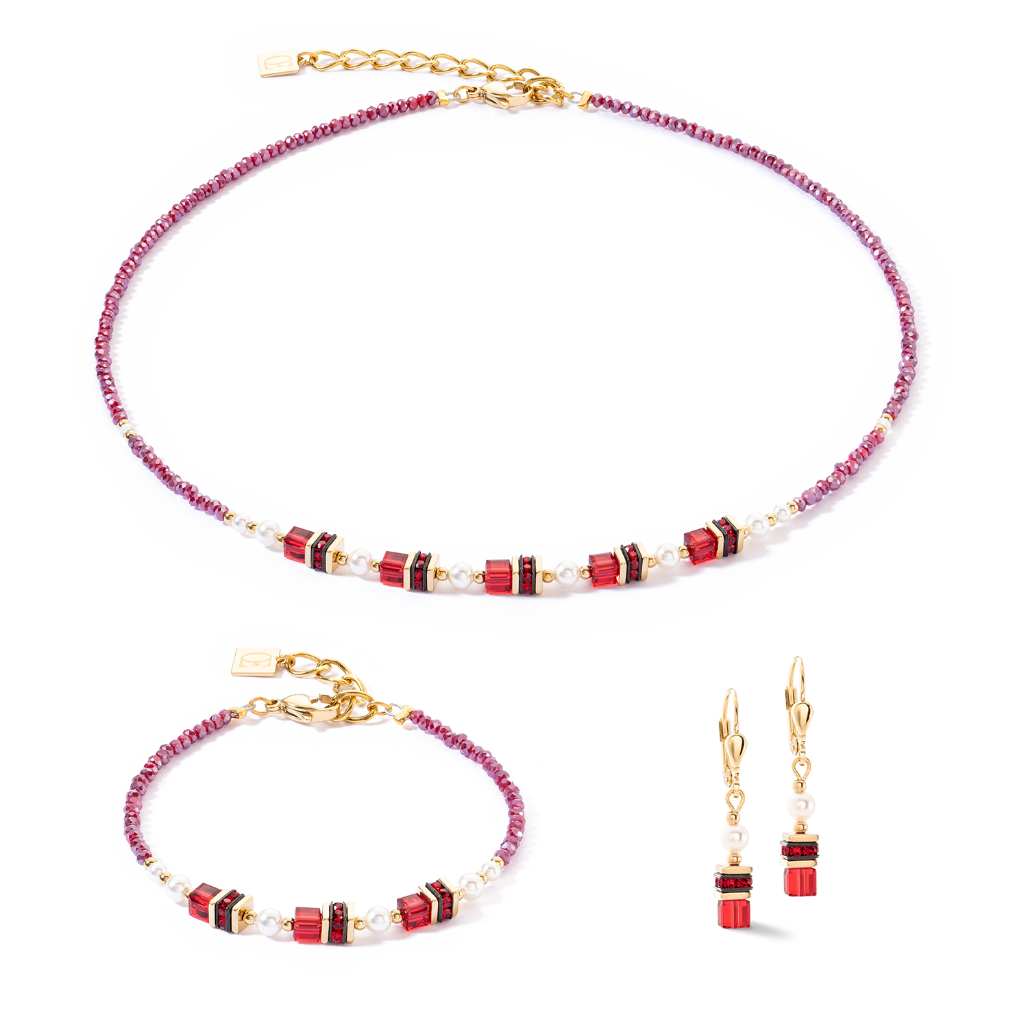 coeur-de-lion-ohrringe-sparkling-princess-gold-rot image 3