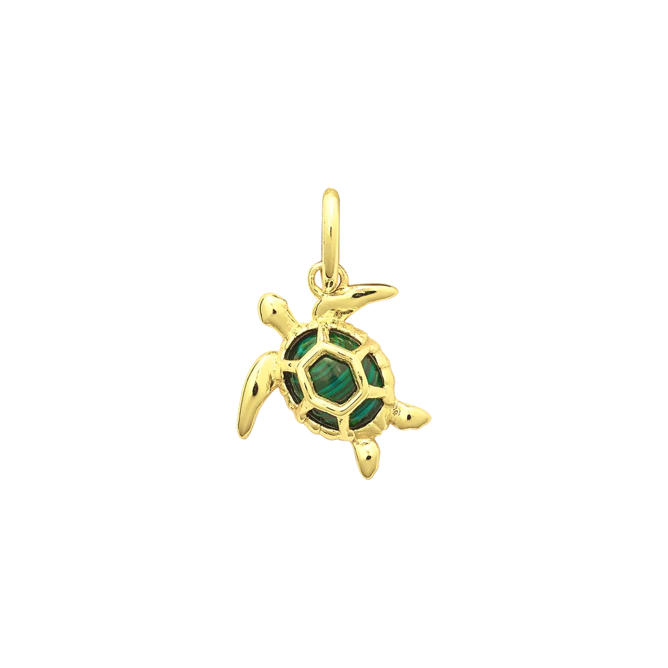xenox-schildkr-te-charm-925-sterlingsilber-14k-vergoldung-malachit image 1