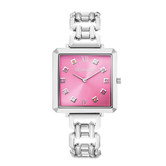 coeur-de-lion-iconic-cube-viva-magenta-uhr-statement-silber image 1