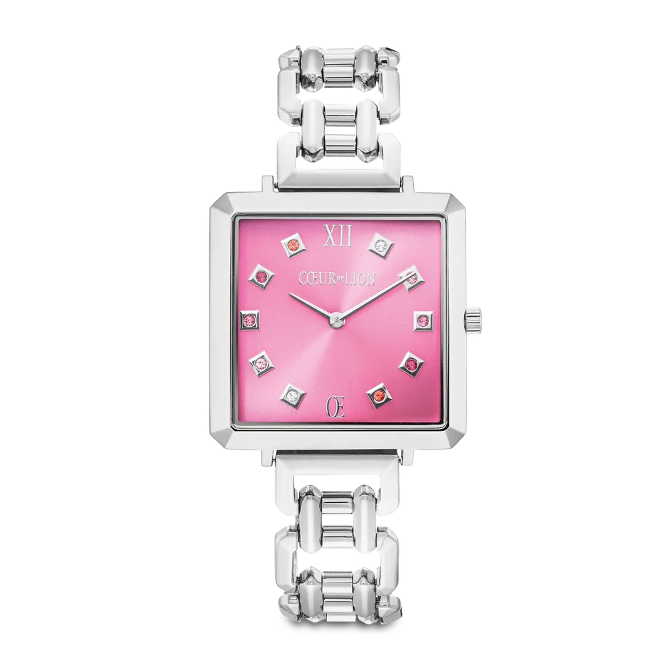 coeur-de-lion-iconic-cube-viva-magenta-uhr-statement-silber image 1