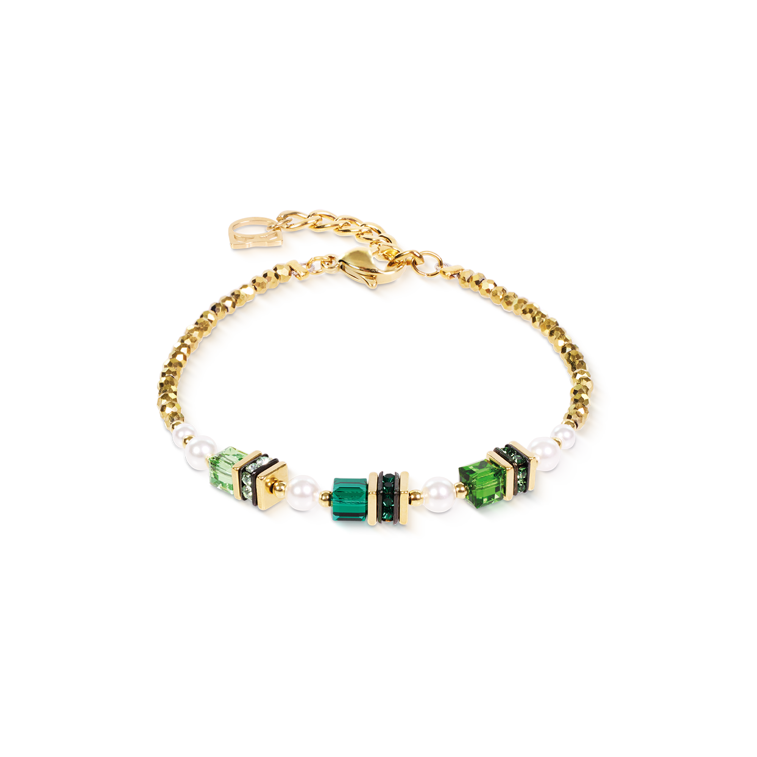 coeur-de-lion-armband-sparkling-princess-gold-emerald image 1
