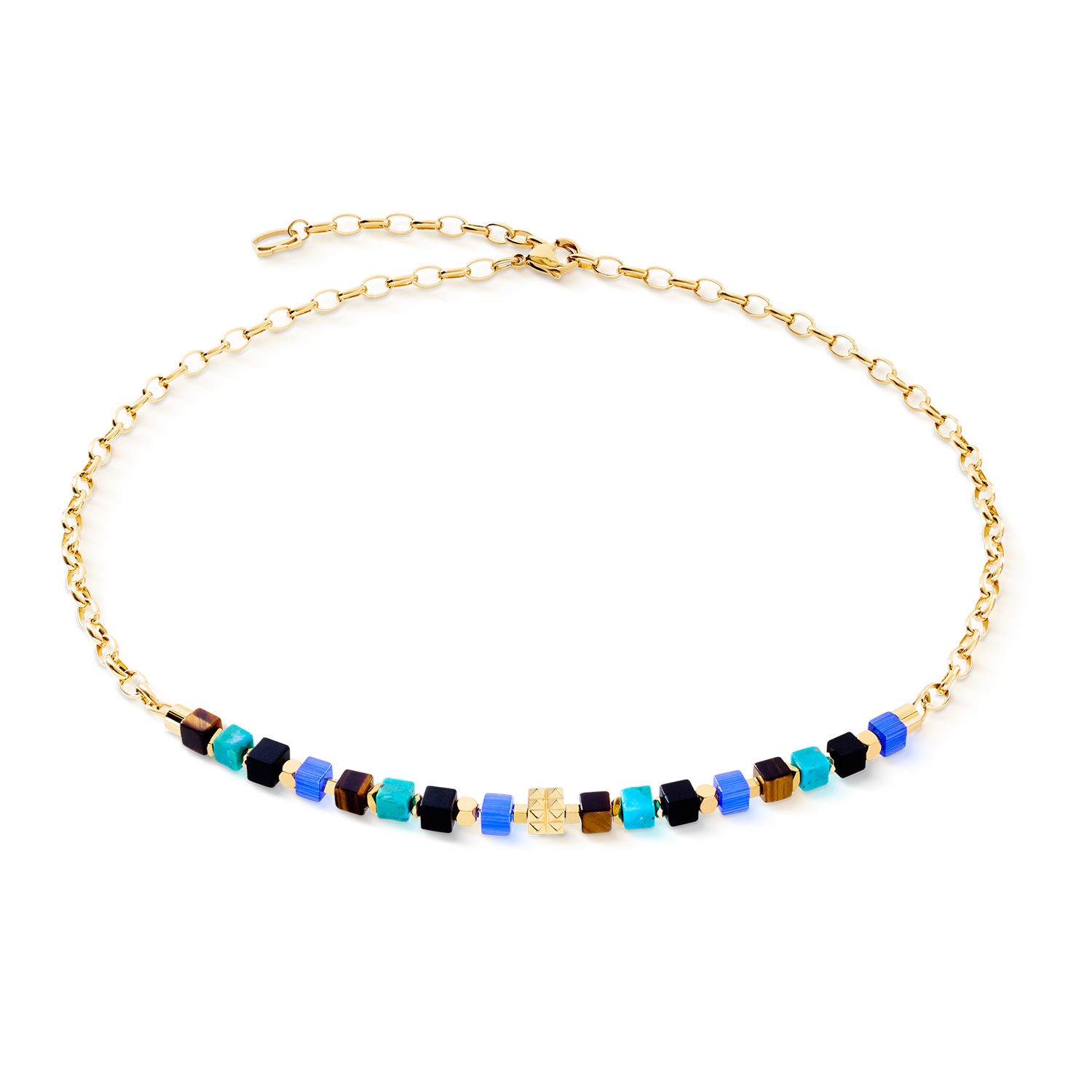 coeur-de-lion-halskette-cube-mosaic-lagoon-gold image 1