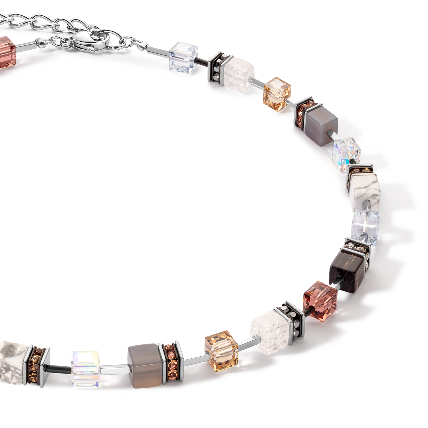 coeur-de-lion-geocube-iconic-statement-precious-halskette-cognac-beige image 2