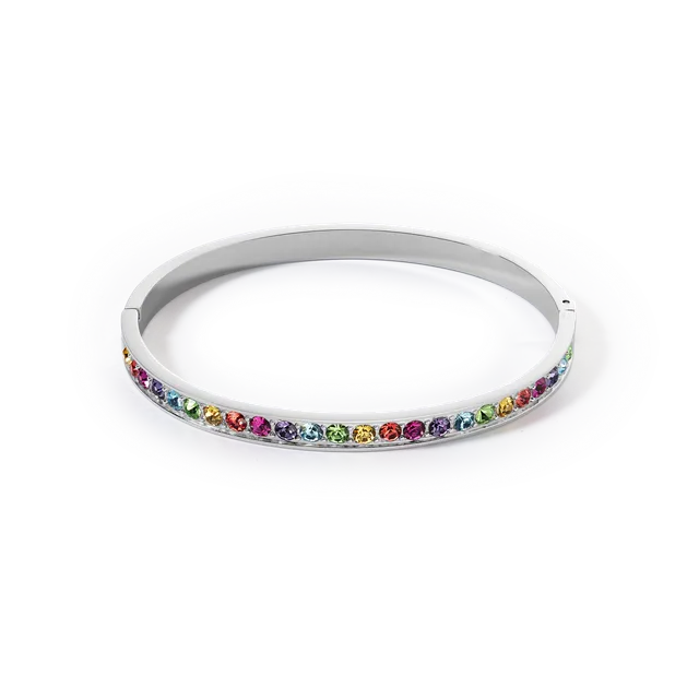 coeur-de-lion-armreif-edelstahl-und-kristalle-silber-multicolor-19-cm image 1