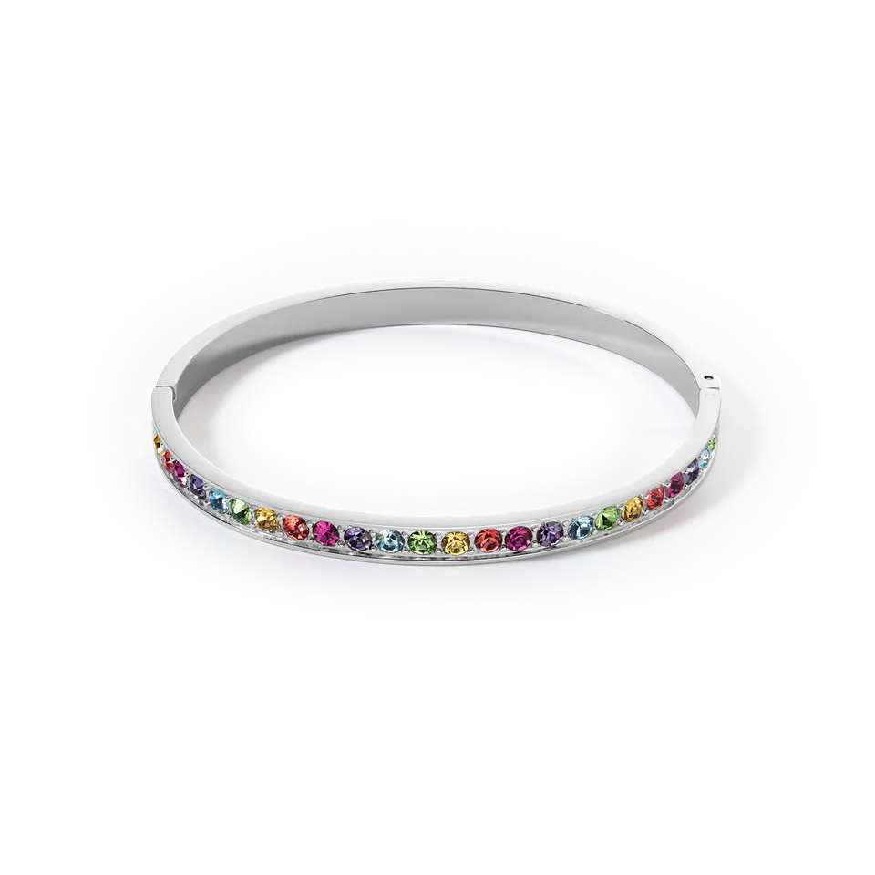 coeur-de-lion-armreif-edelstahl-und-kristalle-silber-multicolor-19-cm image 1
