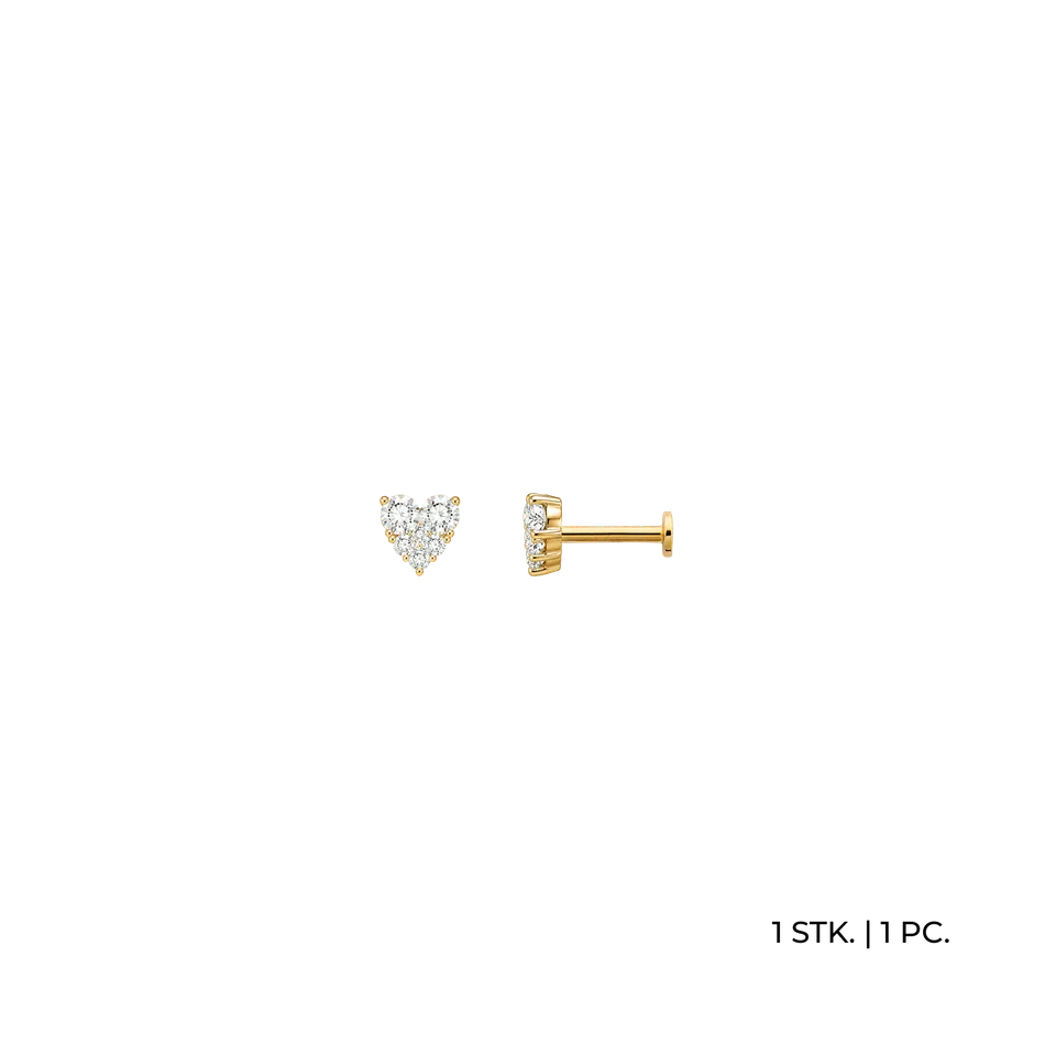 xenox-fine-heart-spark-piercing-585-gelbgold-mit-zirkonia-herz image 1