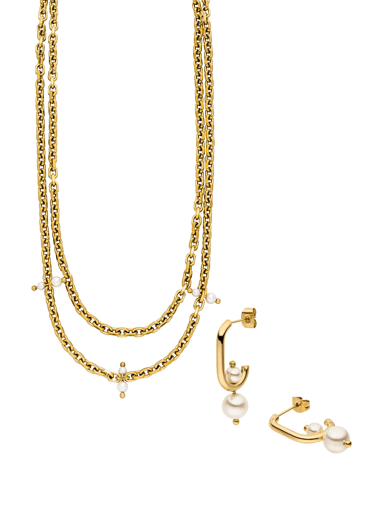 purelei-mahina-club-moments-set-schmuckset-aus-doppelreihiger-kette-und-ohrringe image 1