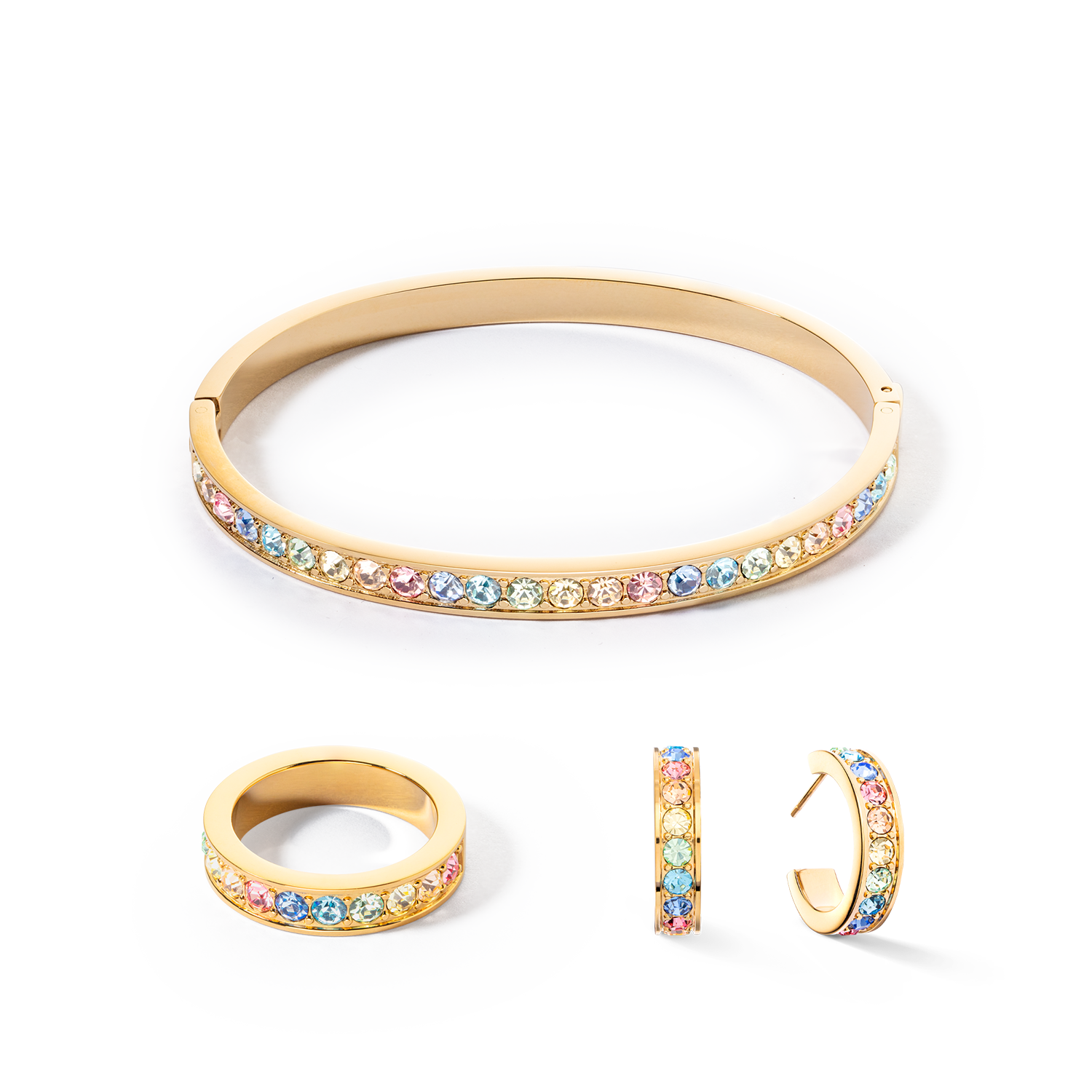 coeur-de-lion-iconic-armreif-edelstahl-kristalle-gold-multicolor-pastell-19-cm image 3