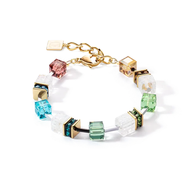 coeur-de-lion-geocube-iconic-statement-precious-armband-multicolor-gold-8x8-mm image 1