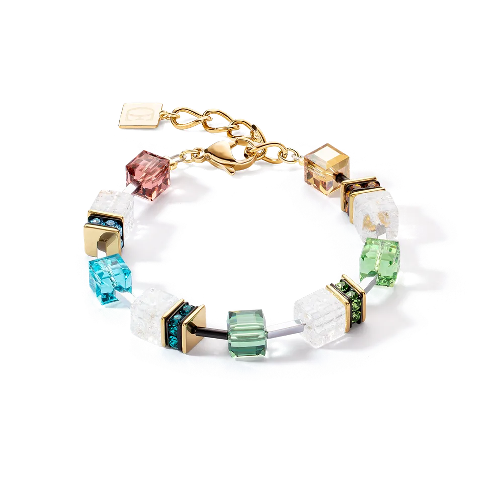 coeur-de-lion-geocube-iconic-statement-precious-armband-multicolor-gold-8x8-mm image 1