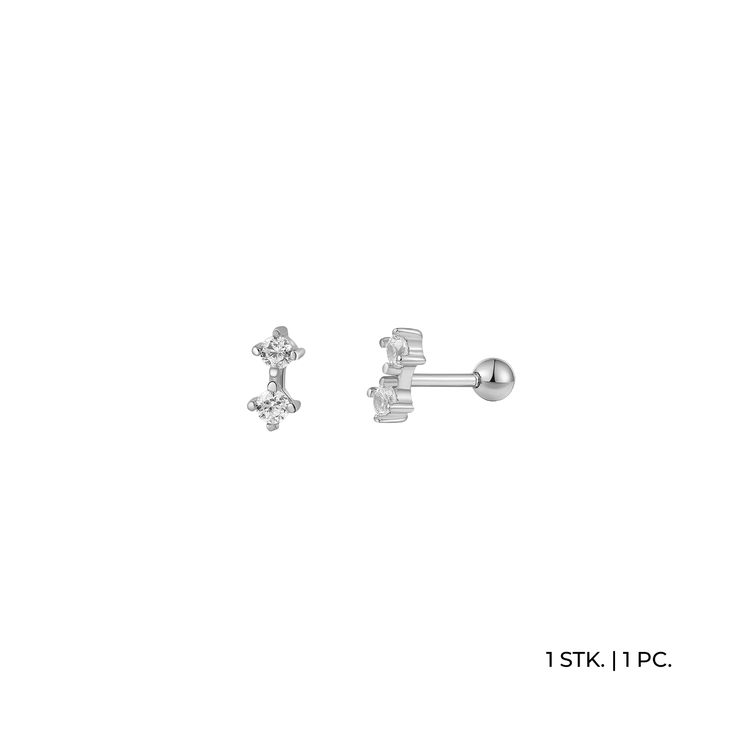 xenox-piercing-basic-925-sterling-silber-rhodiniert-mit-zirkonia image 1